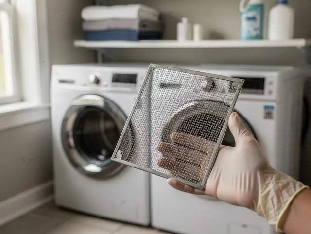 Pico Rivera Dryer Vent Cleaning specialist performing detailed lint trap cleaning service in Pico Rivera