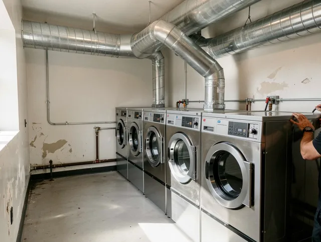 Pico Rivera Dryer Vent Cleaning team performing large-scale commercial dryer vent cleaning in Pico Rivera