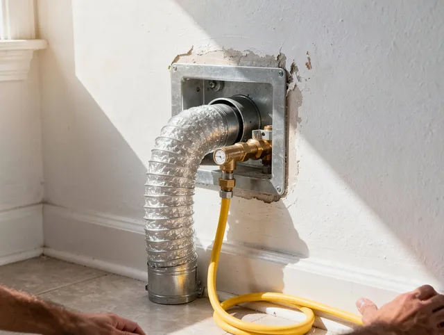 Pico Rivera Dryer Vent Cleaning certified technician performing specialized gas dryer vent cleaning in Pico Rivera